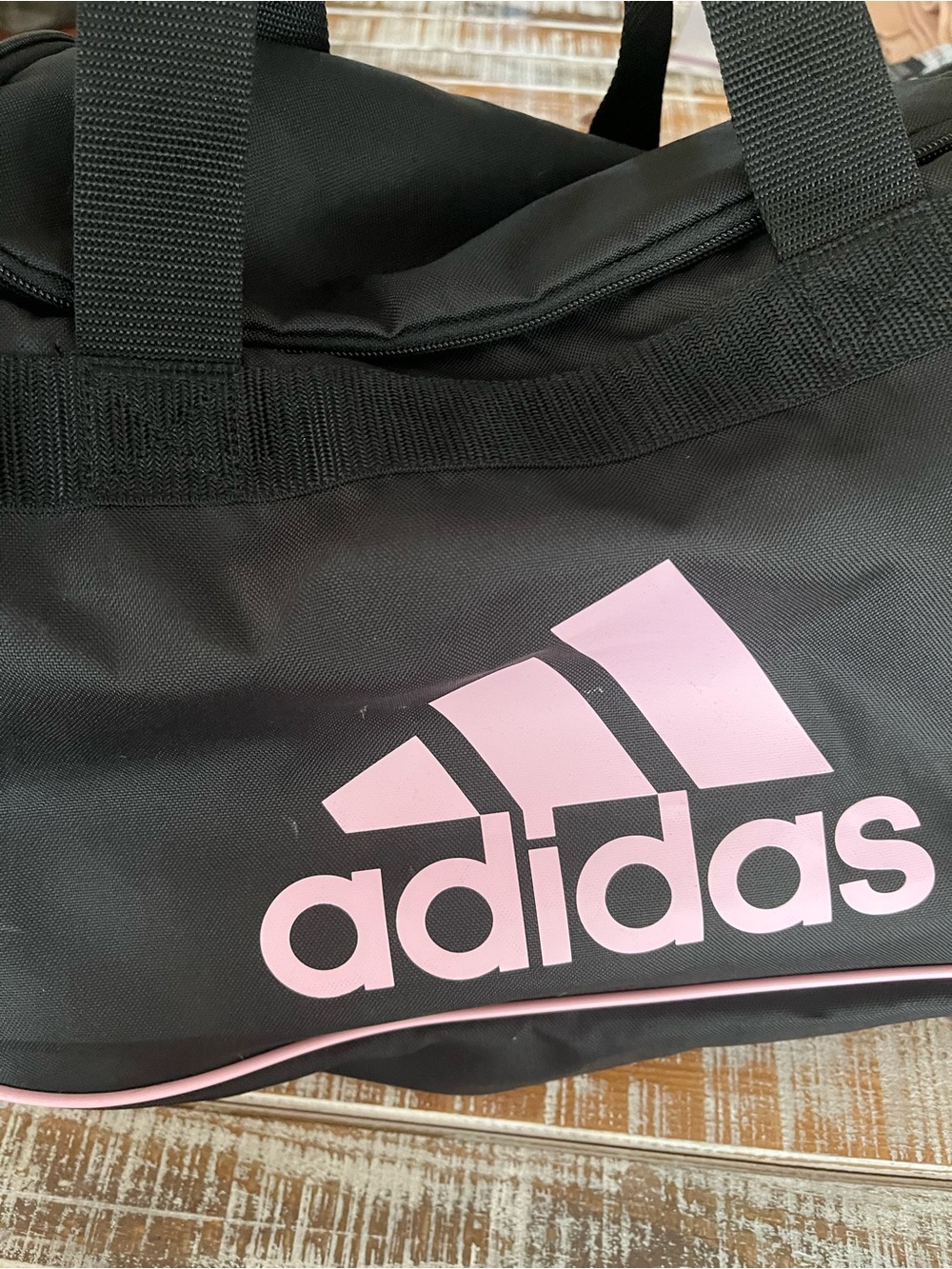 adidas Black Duffel with Pink Logo and Trim